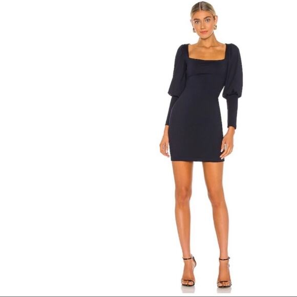 NWT Revolve Susana Monaco Puff Sleeve Dress in Midnight - Picture 1 of 8